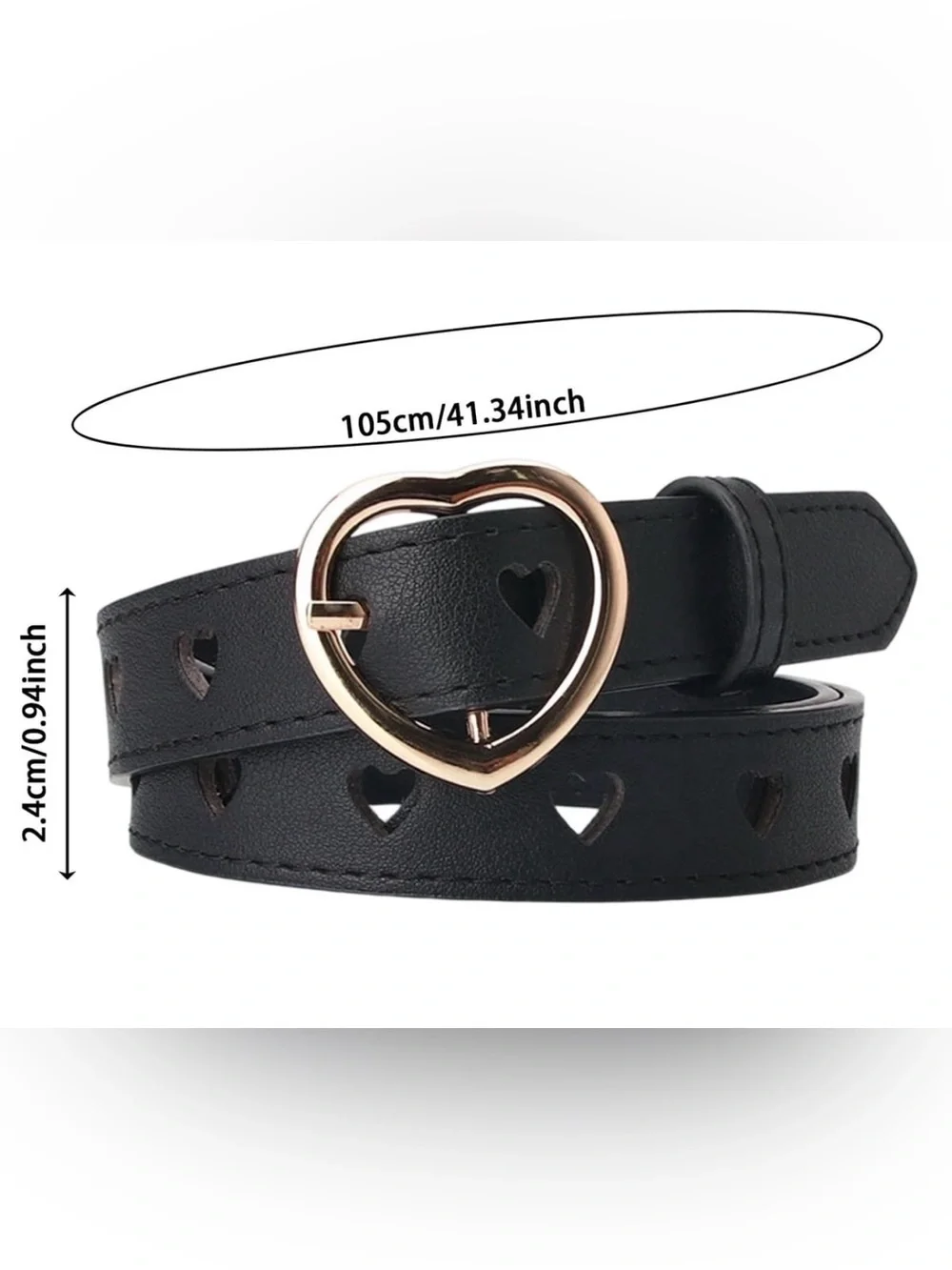 Sale‼️ SHEIN Black Belt with Gold Heart Buckle and Heart Cutouts